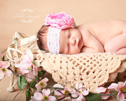 pink lace flower headband baby bebe amour by leslie lane